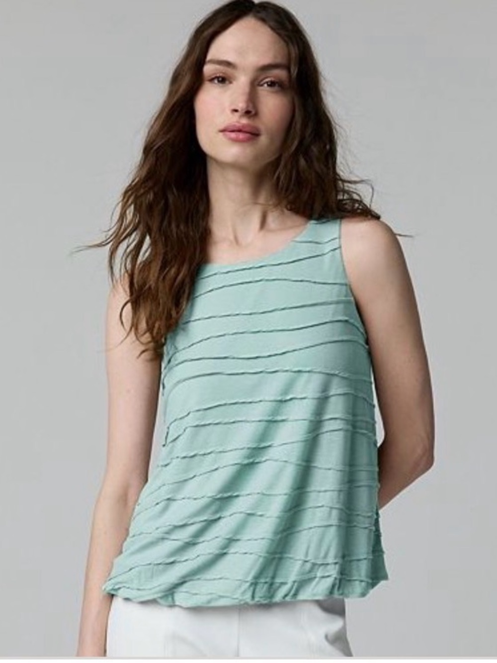 Simply Vera Vera Wang | Bubble Hem Textured Tank Top | Size L | NWT | Coastal